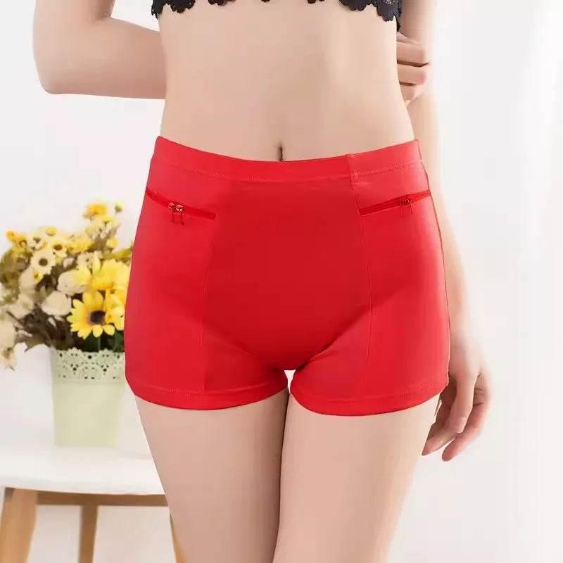Plus Size Women Safety Short Pants Soft Boyshort Under Skirt Shorts With Zipper Pockets Breathable Theft-proof Female Underwear - Empire P.E
