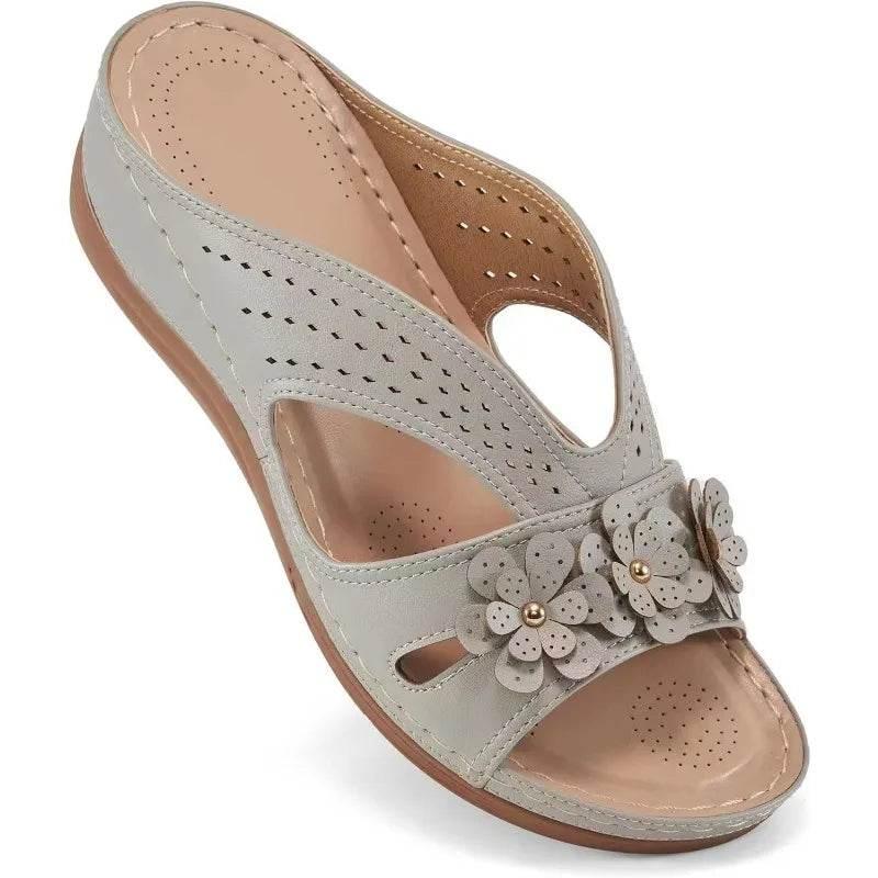 New Women's Slippers Casual Flower Hollow Wedge - Empire P.E