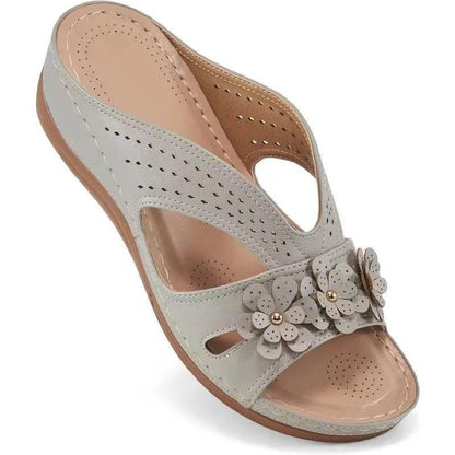 New Women's Slippers Casual Flower Hollow Wedge - Empire P.E