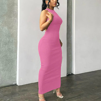 Solid Hollow Out Backless Sleeveless Sexy Slit Mini Dress - Empire P.E