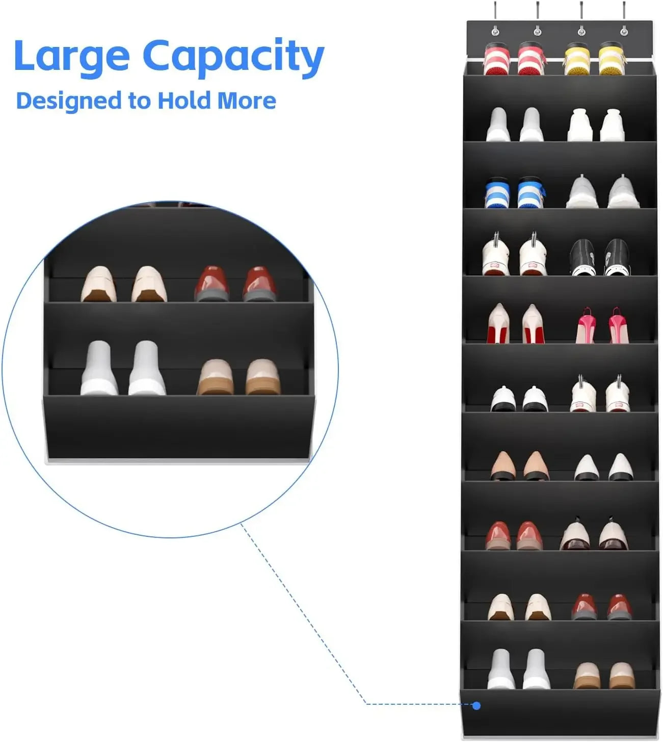 10 Tiers Large Over the Door Shoe Organizer Hanging Shoe Rack