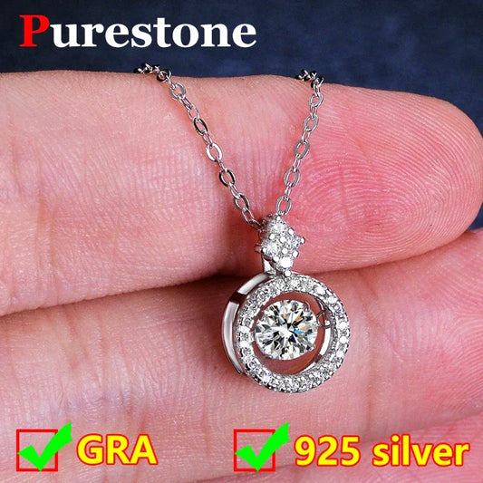 Dancing Moissanite Women Moissanite Necklace Original 925 Sterling Silver - Empire P.E