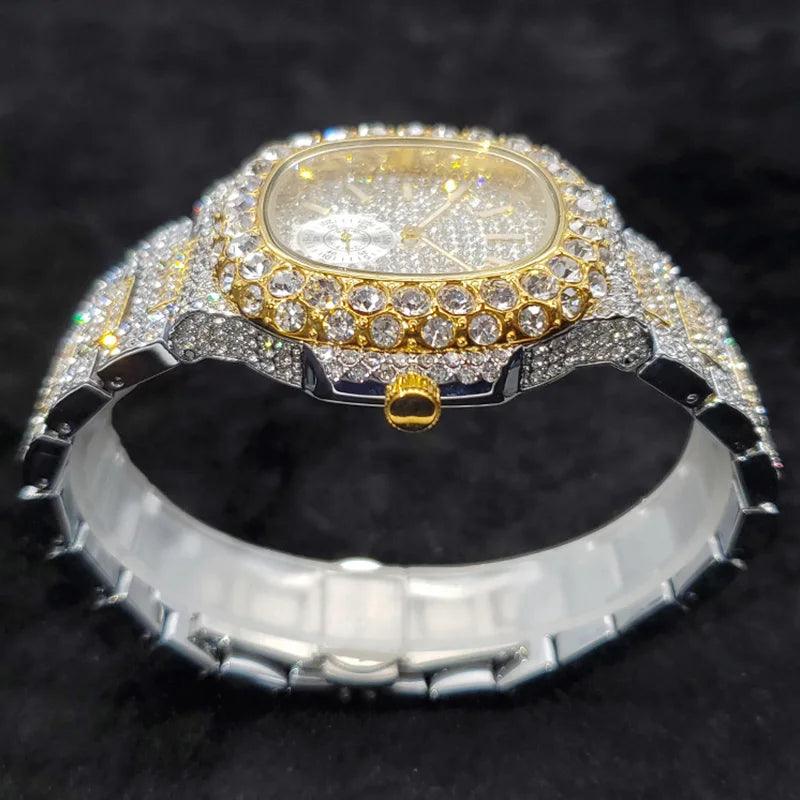 Luxury Diamond Watch Men Hip Hop Street Style Date Display Quartz Timepiece Iced Out Party Jewelry Wristwatch Hot Sale Product - Empire P.E