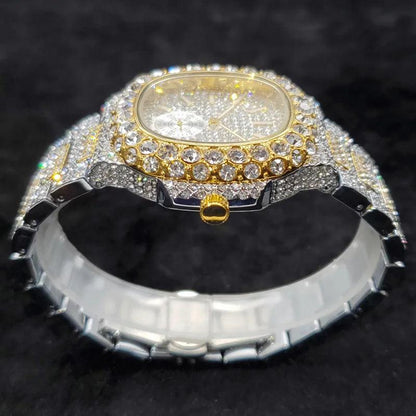 Luxury Diamond Watch Men Hip Hop Street Style Date Display Quartz Timepiece Iced Out Party Jewelry Wristwatch Hot Sale Product - Empire P.E