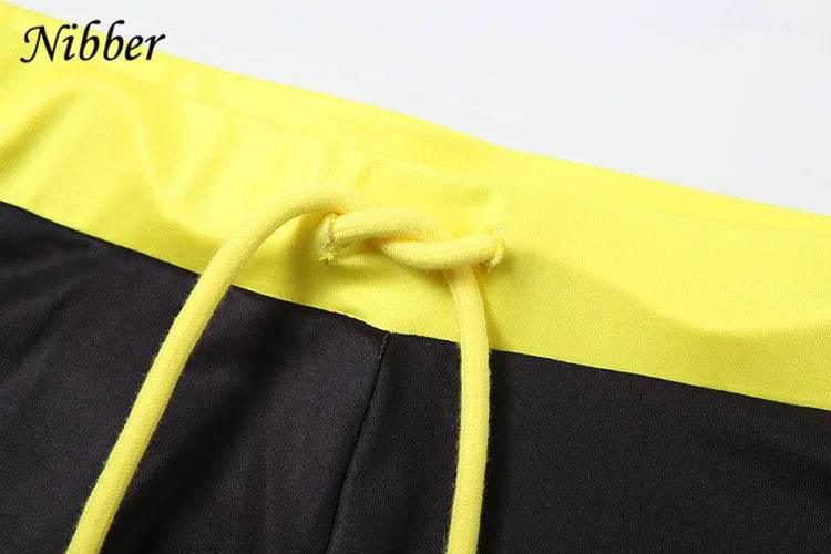 Nibber Women Tracksuit 2 Piece Set Stroke Tight Hipster Letter Print Sporty Casual Crop Tops+Shorts Vitality Matching Outfits - Empire P.E