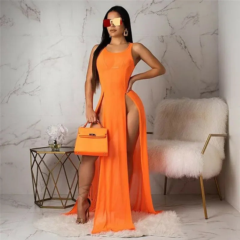 Sexy Womens Mesh Sheer Long Dress Ladies Bikini Cover Up - Empire P.E