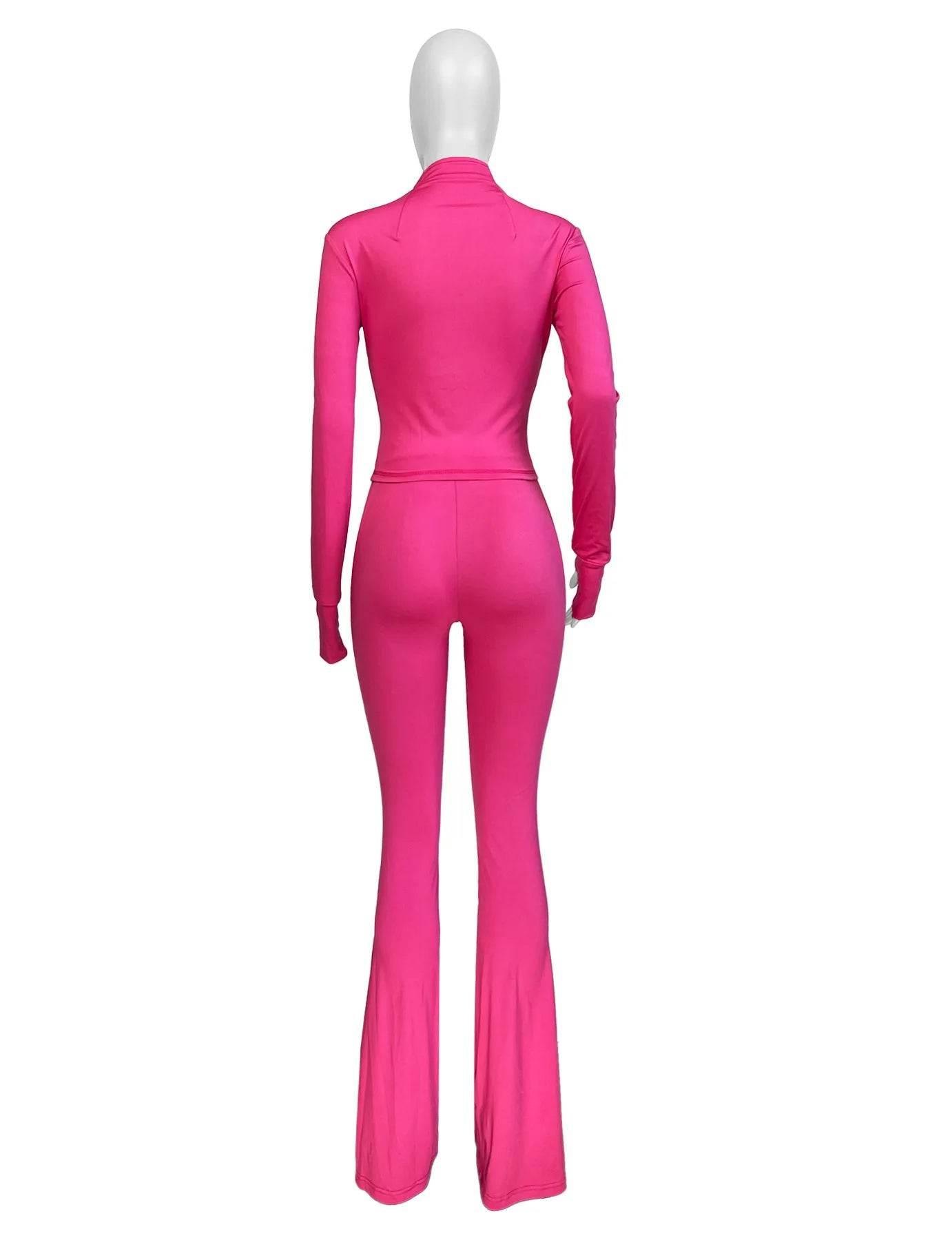 Women 2 Two Piece Outfits Casual Sports Workout Sets Bodycon Tracksuit Long Sleeve Zip Up Jacket Jogger Matching Sweat Pants Set - Empire P.E