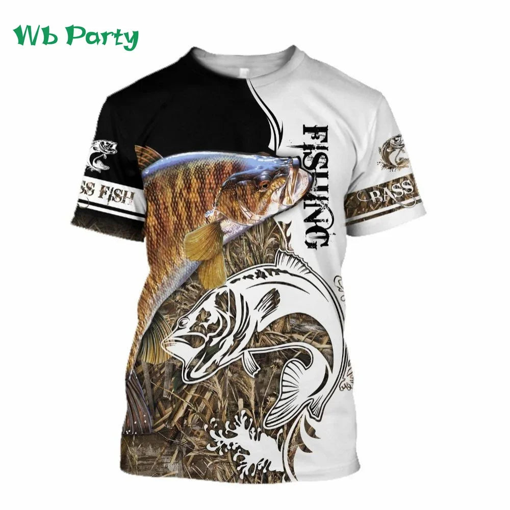 Men Shirts Graphic Tee Fish Print Short Sleeved - Empire P.E