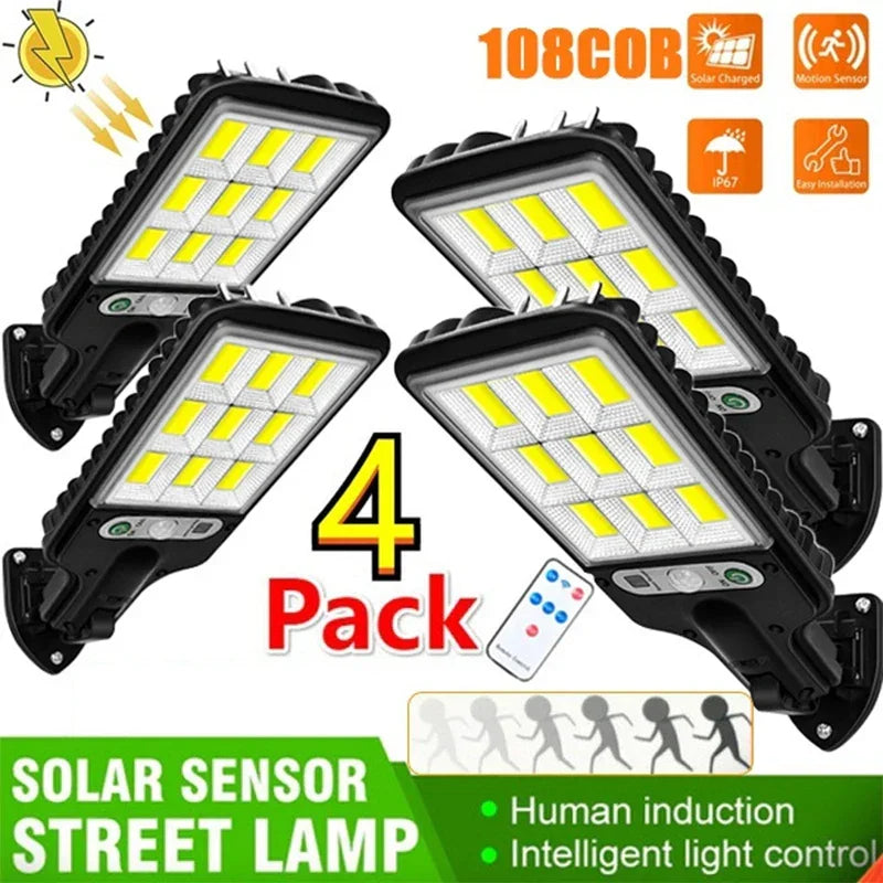 Solar Street Lights Outdoor 4500W Solar Lamp With 3 Light Mode Waterproof PIR Motion Sensor