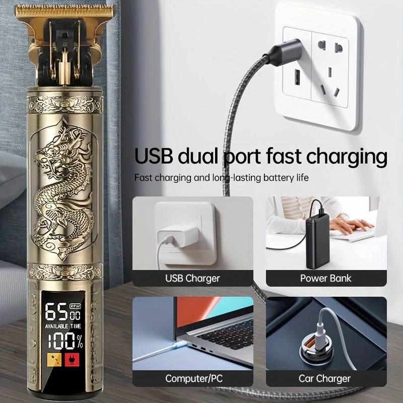 Professional Vintage Hair Clippers and Trimmers Kit, Rechargeable Cordless Haircut & Grooming Set for Men, Beard Trimmer with - Empire P.E