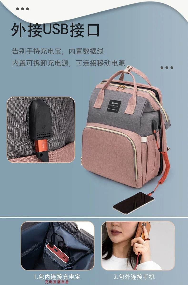 New Multifunctional Mother and Baby Bag Mom Bag Bottle Backpack Folding Sleeping Changing Bag Diaper Backpack - Empire P.E
