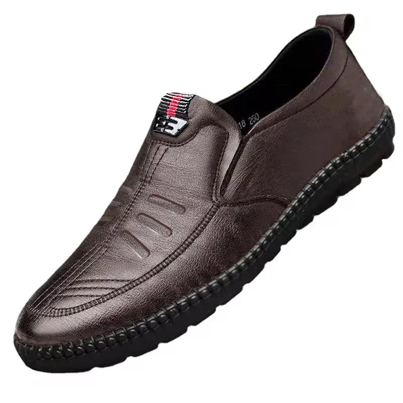 Mens PU Leather Loafers Non Slip Walking Flats - Empire P.E