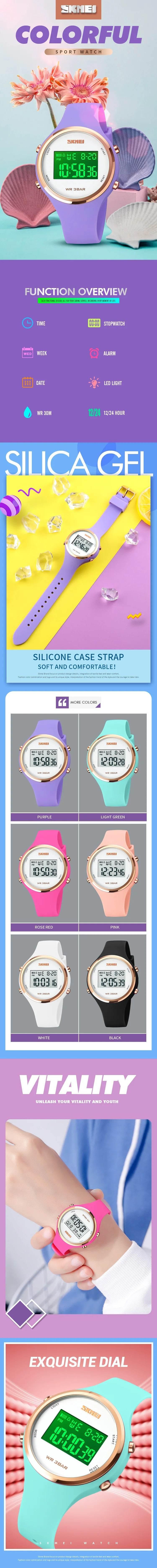 Fashion Digital Watches for Womens Waterproof LED Light Silicone Strap - Empire P.E