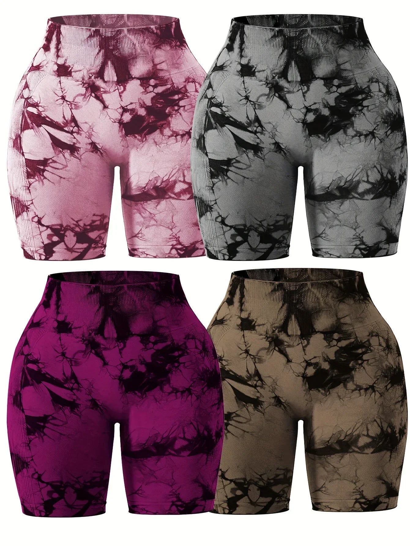 4 Pack High Waist Women's Sports Shorts