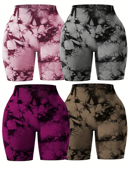 4 Pack High Waist Women's Sports Shorts