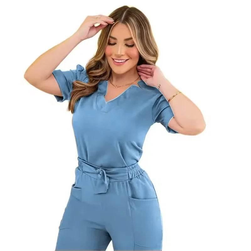 Surgical Uniforms Woman Nursing Enfermeria Sets Top Pant Articles Medical Uniform Scrub Clinical Beauty Salon Spa hospital Suits - Empire P.E