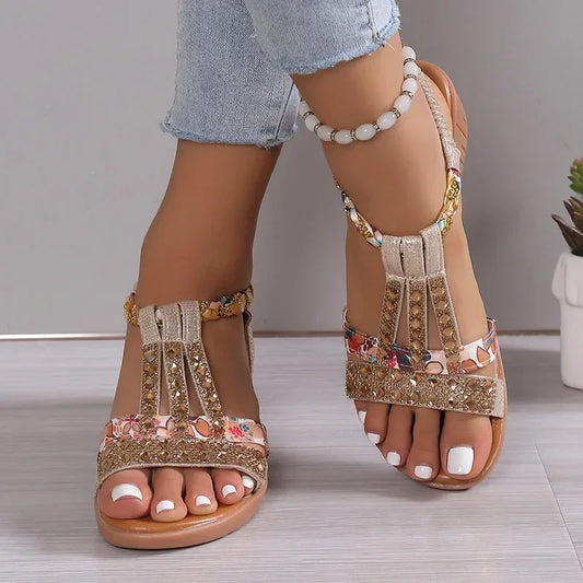 Women's Summer Bohemia Rhinestones Casual Platform Sandals