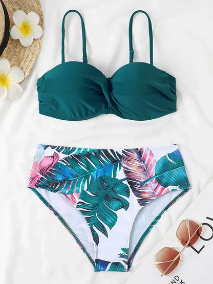 2025 Bandeau Swimsuit Women High Waist Bikini