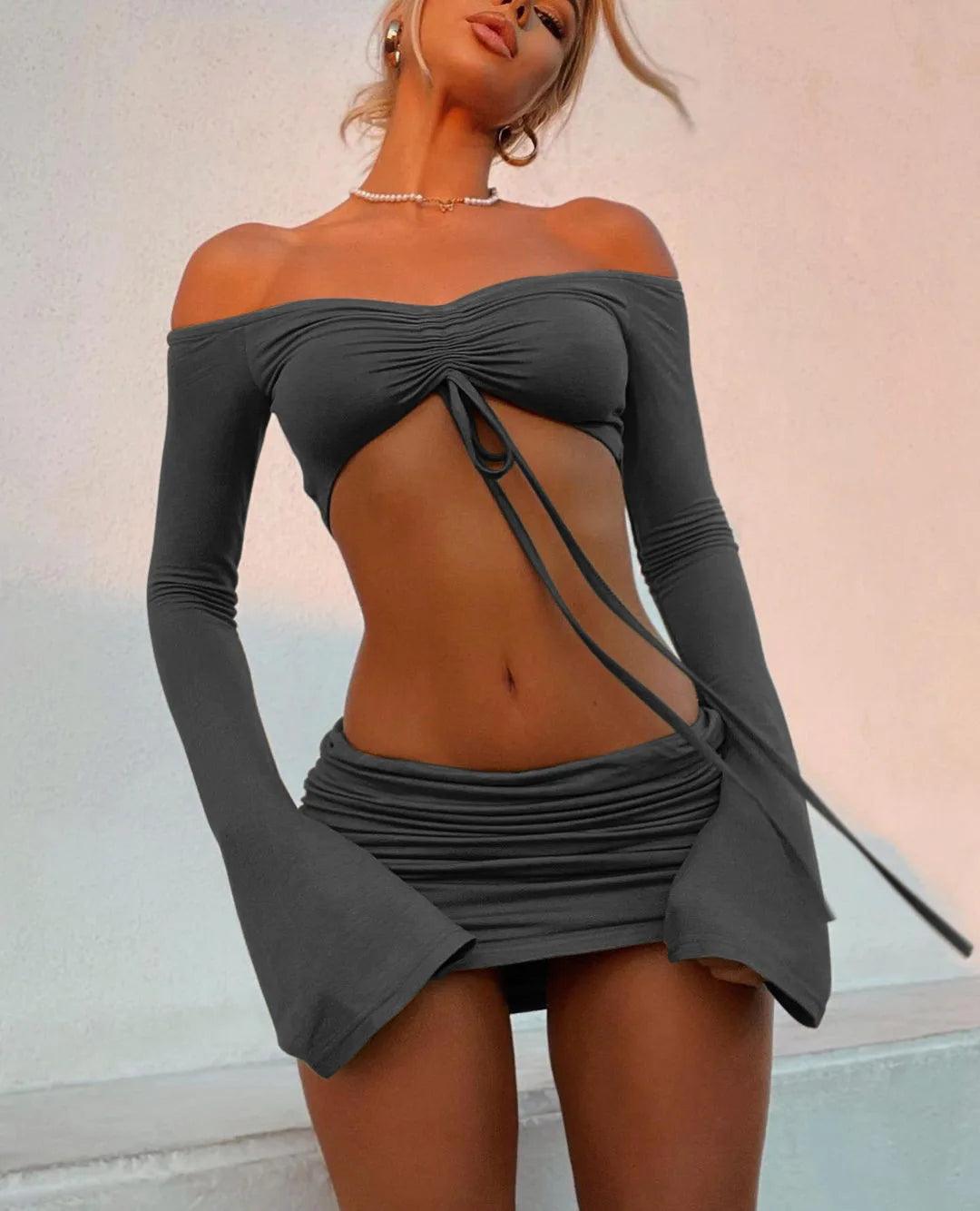 Women Matching 2 Piece Set Long Sleeve Drawstring - Empire P.E