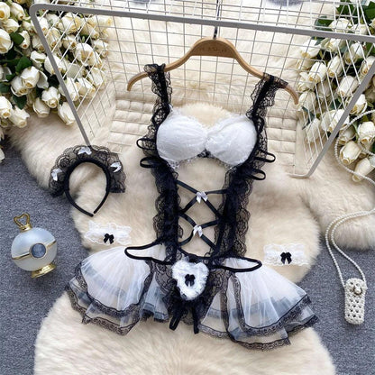 Hollow Out Cosplay Lingerie Lace Backless Jumpsuit - Empire P.E