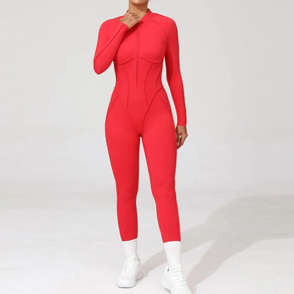 Pad Yoga Jumpsuit Short Sleeve Zipper Sports Wear Gym Fitness - Empire P.E