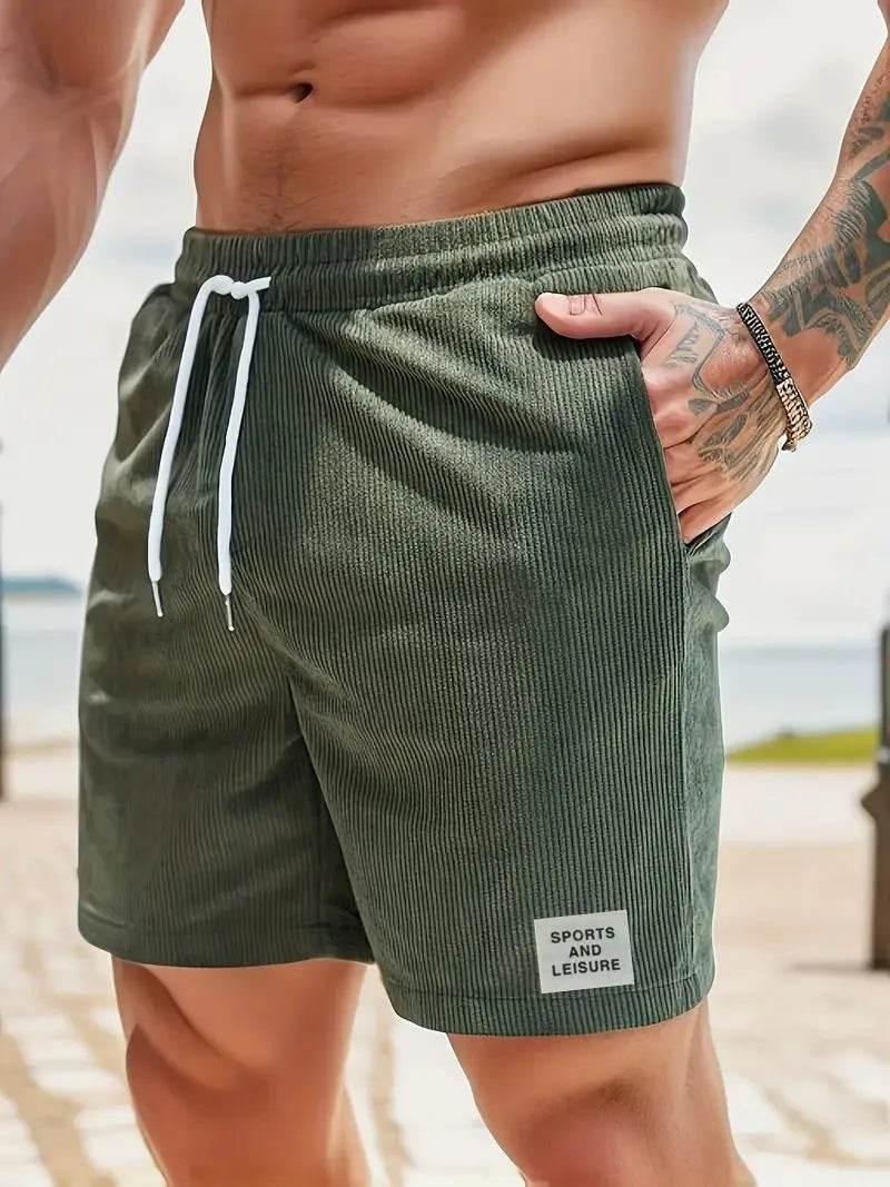 Men's new solid colour lace-up sweatpants shorts - Empire P.E