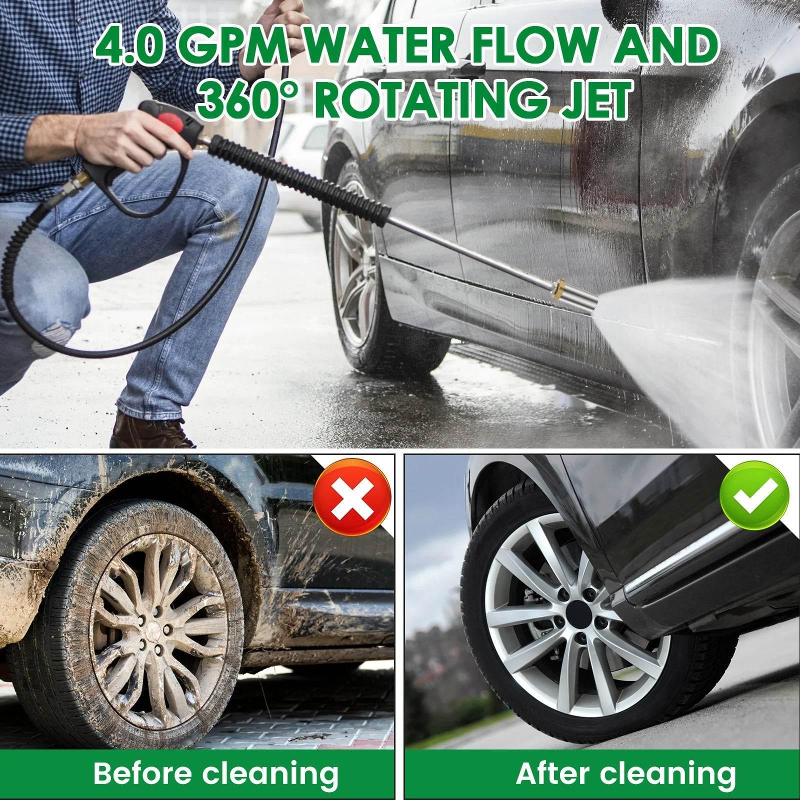 Pressure Washer Tips Turbo Nozzle With 1/4'' Quick Connect 360°Rotating Power Washer Nozzles 5000 PSI Spray Nozzle for Driveway - Empire P.E