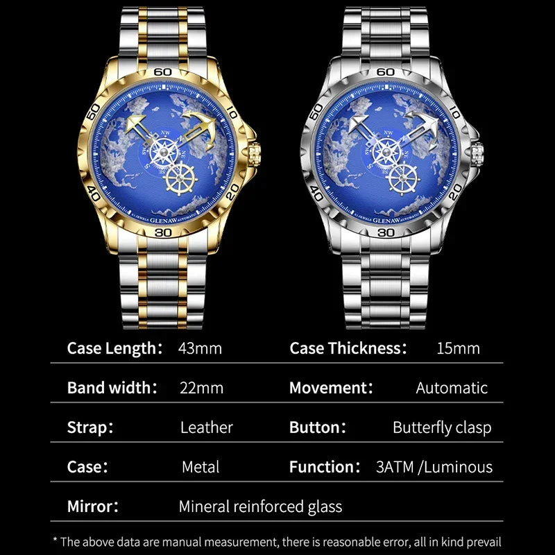 Men's Nautical Glowing Waterproof Mechanical Watch