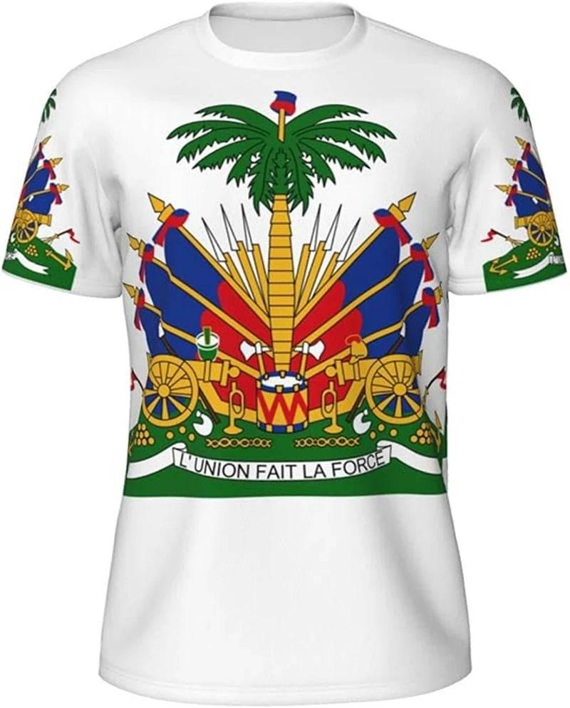 Haitian Flag T-shirt Men 3D Print Haiti Emblem Symbol Vintage T Shirts Summer Fashion Streetwear Short Sleeve Y2k Mens Clothing - Empire P.E