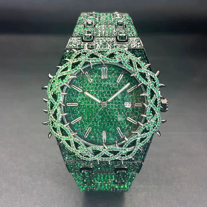 Top Brand Luxury Fashion lced Out Black Diamond Watch
