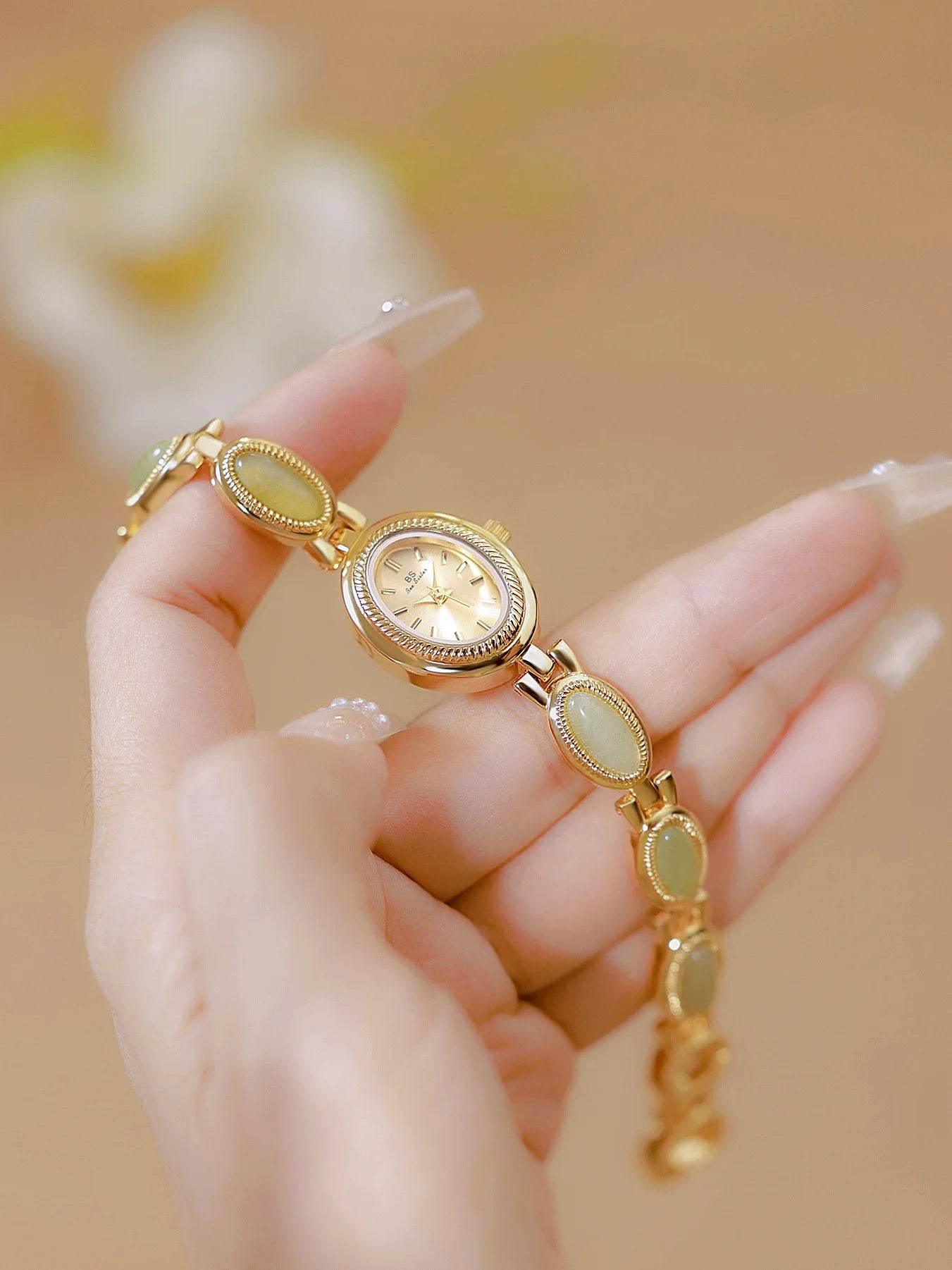 UTHAI Women's Watch Ladies Bracelet Luxury Brand Waterproof Retro Natural Dongling Stone Hotan Jade Advanced Chain Watches Gift - Empire P.E