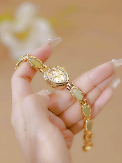 UTHAI Women's Watch Ladies Bracelet Luxury Brand Waterproof Retro Natural Dongling Stone Hotan Jade Advanced Chain Watches Gift - Empire P.E