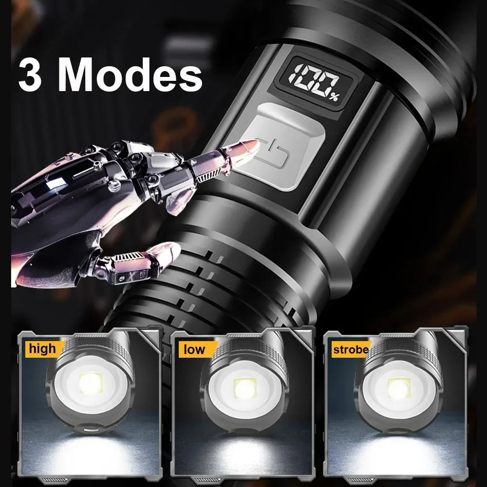 Super Bright Flashlight USB Rechargeable LED Long Range Tactical Torch