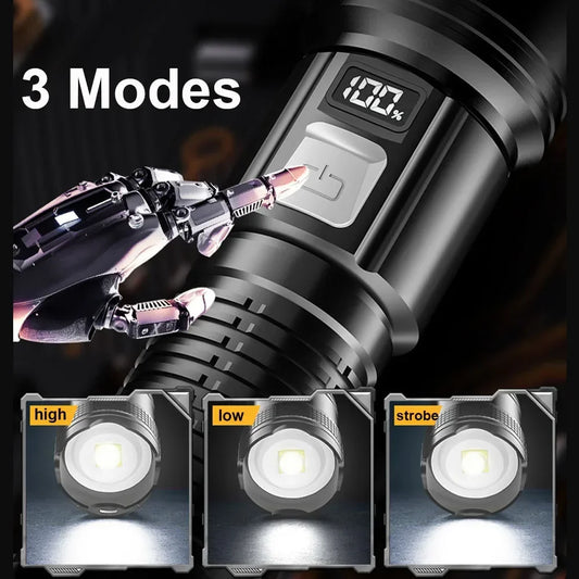 Super Bright Flashlight USB Rechargeable LED Long Range Tactical Torch