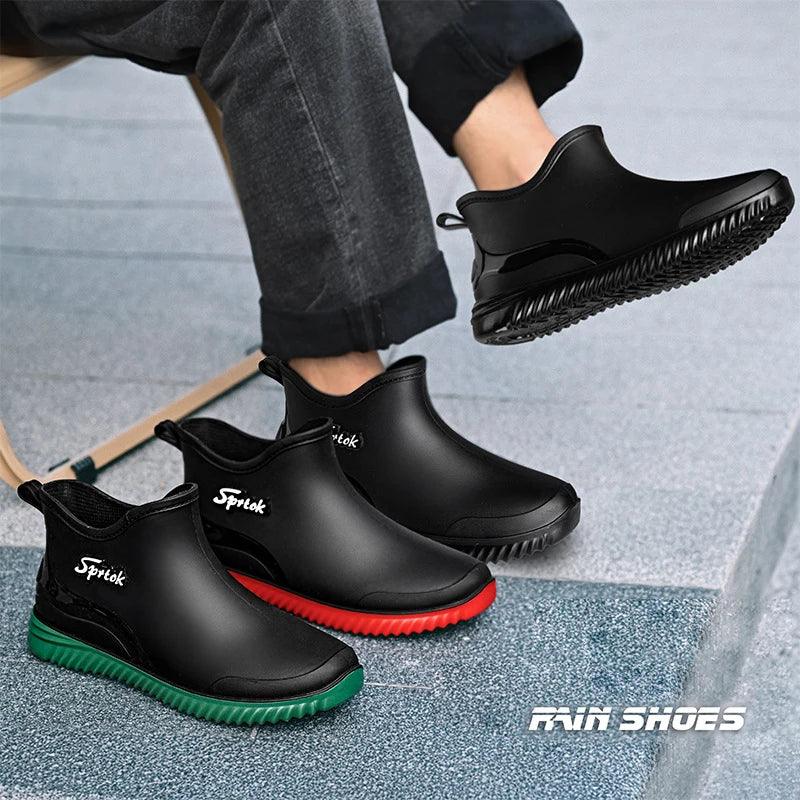 Men's Ankle Rain Boots Slip On Waterproof Shoes - Empire P.E
