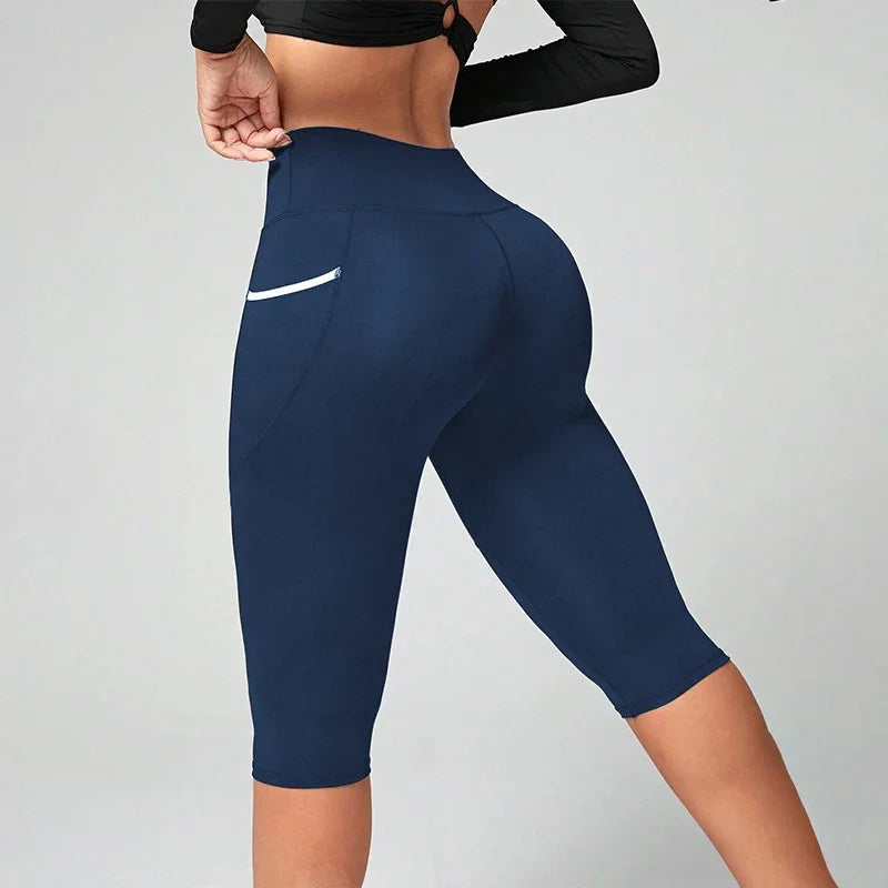 High Waist Yoga Pants Capri Leggings with Pockets for Women Tummy Control Workout Capri Leggings for Women - Empire P.E
