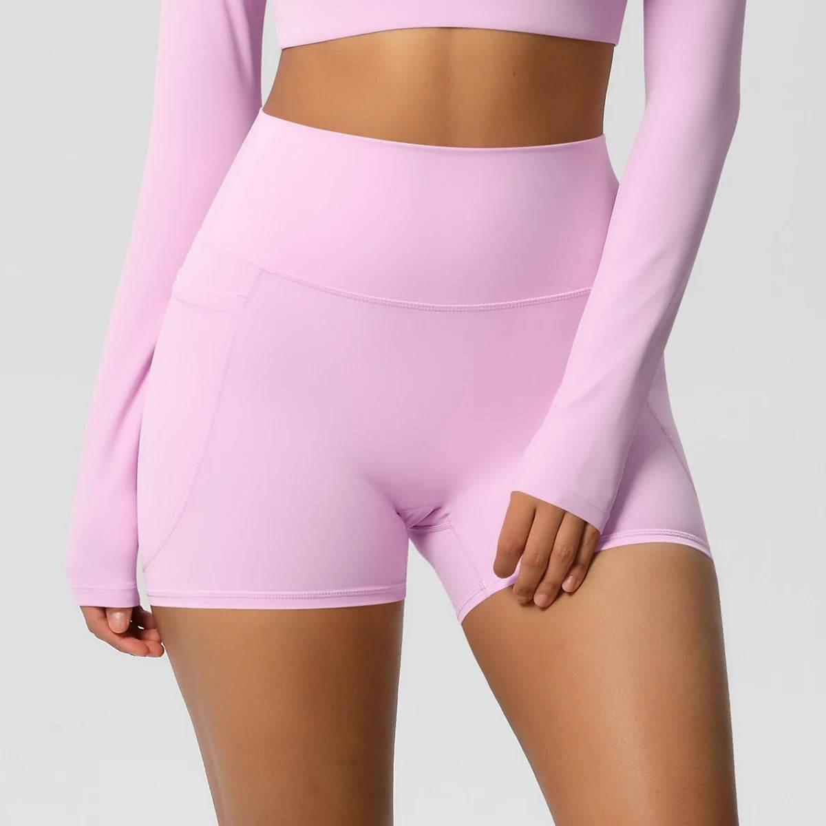 Women Sports Short With PocketedYoga Legging Shorts Squat Proof High Waist Fitness Tight Shorts Quick Drying Cycling Workout Gym - Empire P.E
