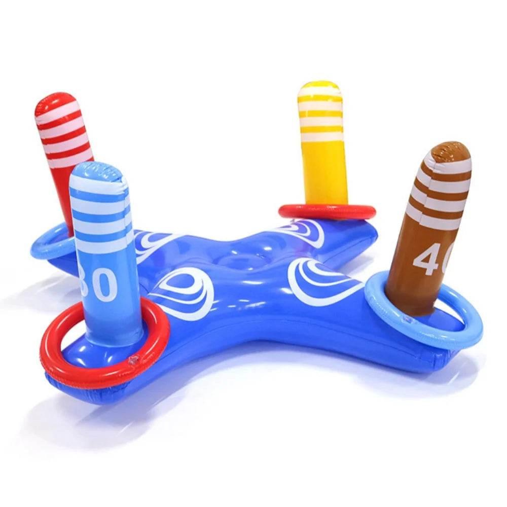 Summer Sport Swimming Inflatable Ring Toss Game Floating Pool Toys for Kids Adult Water Accessories Beach Supplies with 4 Loops - Empire P.E