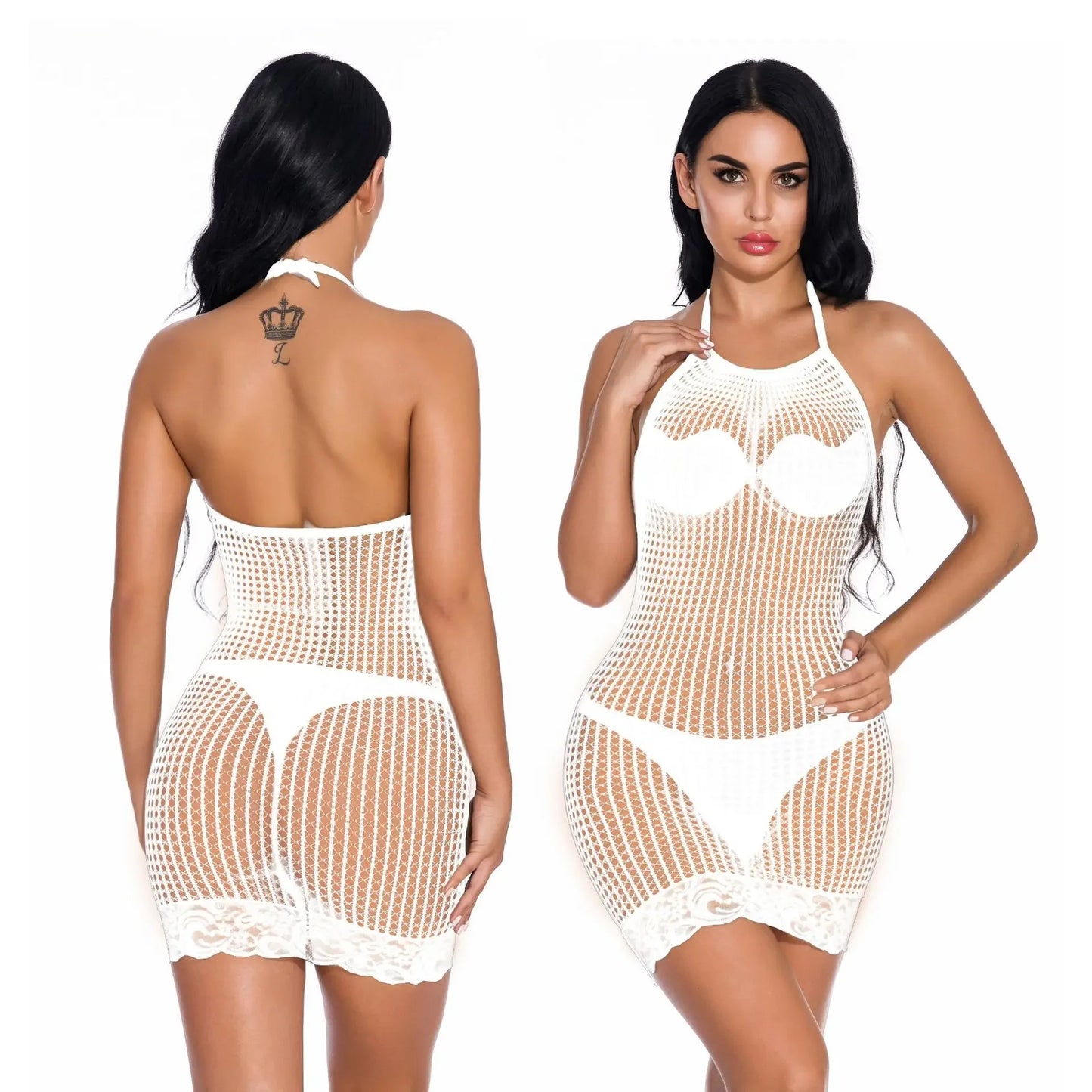 Erotic Fishnet Lingerie Dress Sexy Backless - Empire P.E