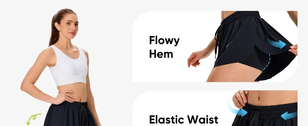 2in1 Jogger Flowy Athletic Shorts for Women - Empire P.E