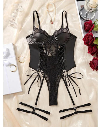 Toucheart Sexy Sexy Pajamas Fishnet PU Leather - Empire P.E