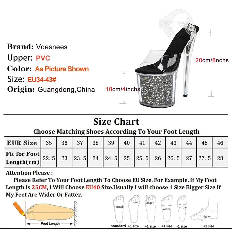 Summer New Transparent 17CM 20CM Thin Heels - Empire P.E