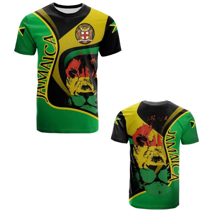 Jamaican Flag 3D Mens T-shirt Football Jersey National Emblem T-shirt Football Team Uniform World Cup Training Suit Running Suit - Empire P.E