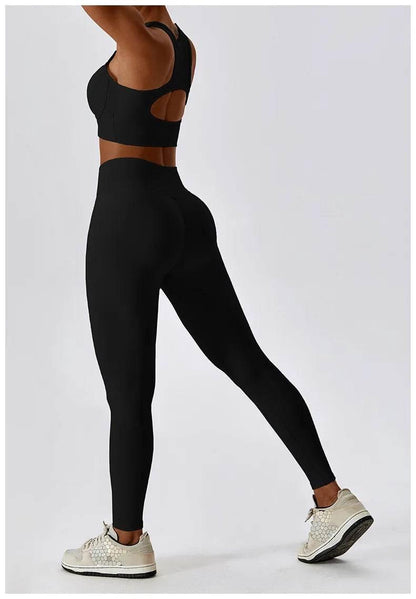 2PCS Seamless Yoga Set Gym Clothes Sportswear Yoga Suits For Women Fitness Rib Tracksuits Sports Bra Gym Leggings Sports Suits - Empire P.E