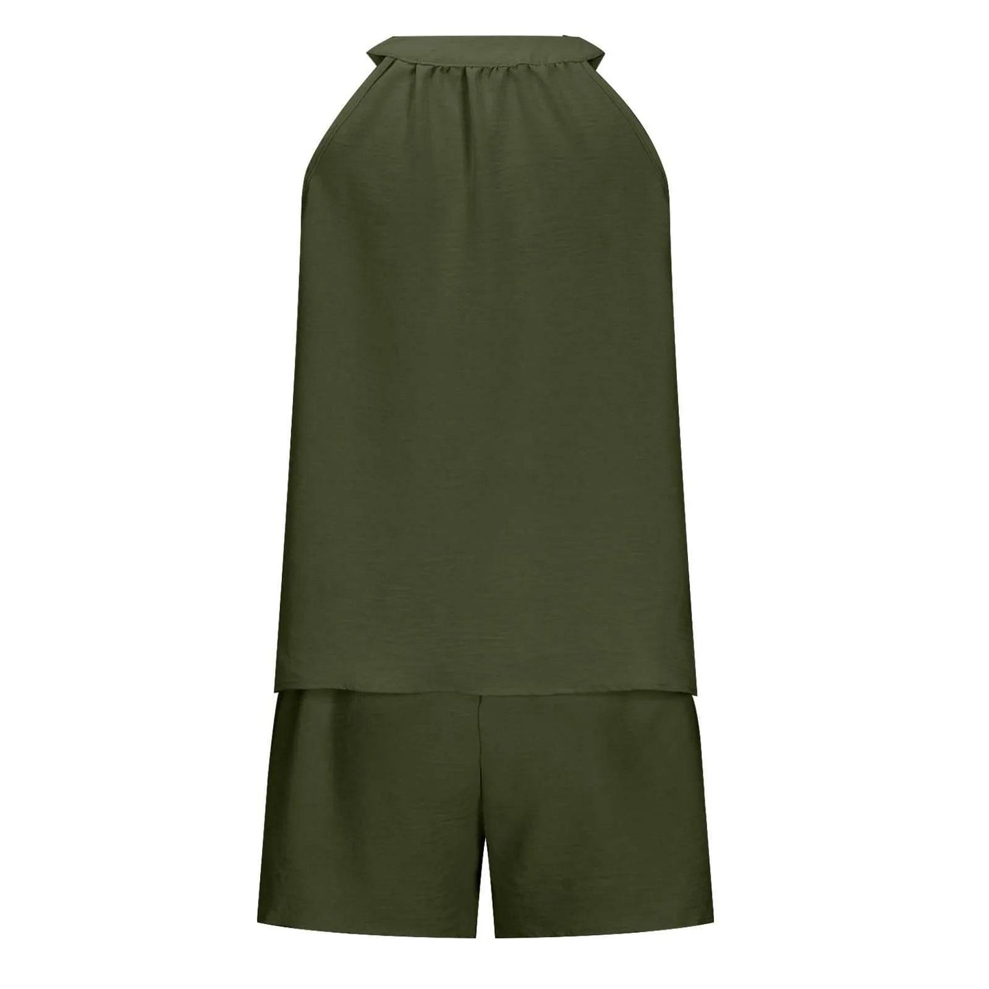 Women'S Summer Casual Suit New Urban Casual Women'S Solid Color Sleeveless Vest Elastic Shorts Home Clothes Two-Piece Set - Empire P.E