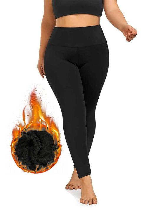Autumn And Winter Solid Color Plus-size Nine-point Pants Black High-waisted Tight-fitting Leggings And Fleece Thick-legged Pants - Empire P.E