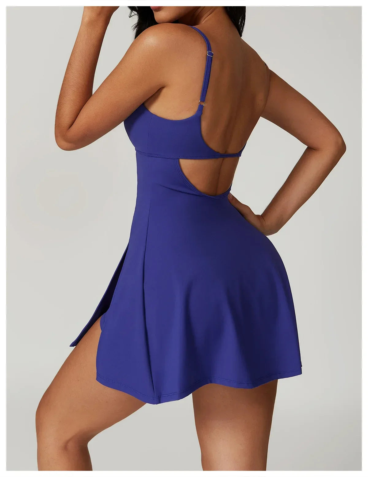 Skinny One-piece Tennis Dress Outdoor Slim-fit Shock-proof Hollow Out Backless Running Fitness Yoga Clothes Tights Tennis Skirt - Empire P.E
