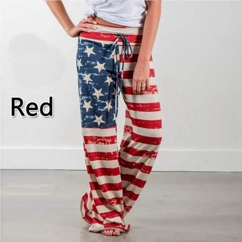 Plus Size L-8XL Fashion Women Casual Loose Stretch Printing Long Wide Leg Yoga Pants Drawstring Lounge Pants Pajama Pants - Empire P.E