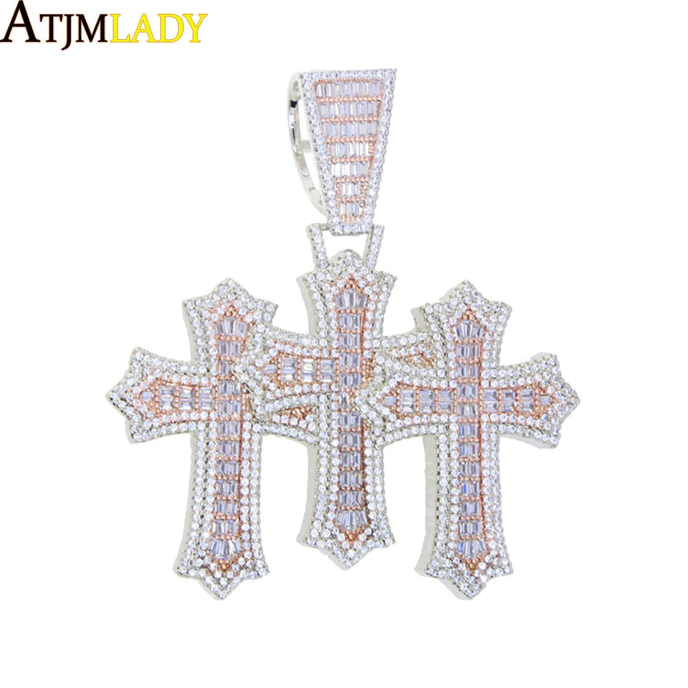 Iced Out Cross Pendant Necklace