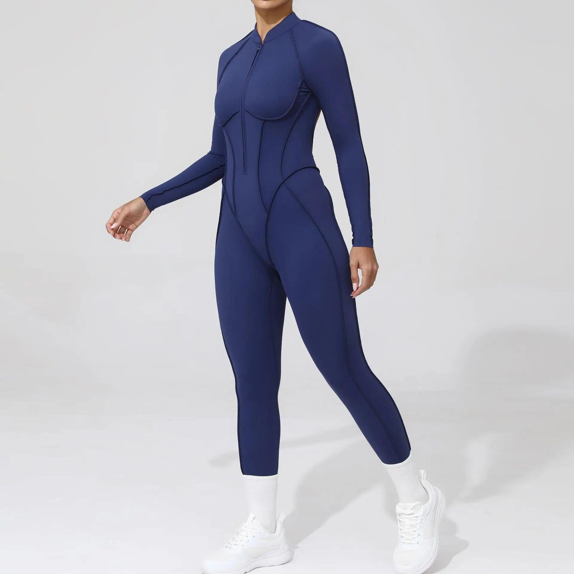 Pad Yoga Jumpsuit Short Sleeve Zipper Sports Wear Gym Fitness - Empire P.E